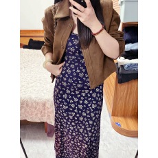 批发咖色麂皮外套女短款2025年<b class='q'>春</b>秋韩系宽松休闲美式复古机车夹克上衣