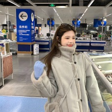 批发韩版高级感皮毛一体加厚<b class='q'>外套女</b>2025秋冬新款宽松小个子麂皮绒外套