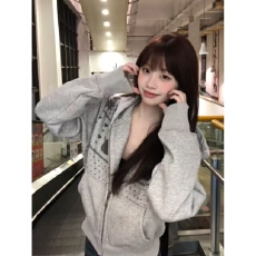 批发原版做工+后包美式复古<b class='q'>街头</b>连帽卫衣女春秋开衫外套chic慵懒