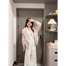 批发粉色翻领连帽夹克短外套秋季<b class='q'>棒球</b>服上衣