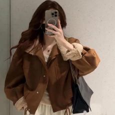 批发短款加绒加厚麂皮绒<b class='q'>外套</b>女冬装新款2025年韩版小个子宽松休闲<b class='q'>上衣</b>