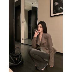 批发原版麂皮面料 有内里 美式麂皮绒短款外套春秋新款<b class='q'>机车</b>服夹克上衣