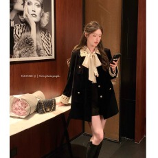 批发复古翻领中长款麂皮/<b class='q'>丝绒</b>外套工装风衣女 美拉德穿搭