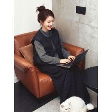 批发法式气质拉链长袖短款卫衣女装秋冬季叠穿黑色百搭马甲外套两件套