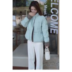 批发2025年冬季韩系新款加厚蓝色短款棉服外套女棉衣面包服棉袄上衣