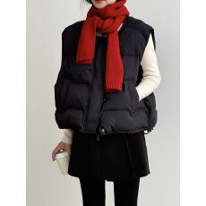 批发韩系无领棉马甲女冬季25新款短款保暖叠穿背心加厚坎肩外套面包服