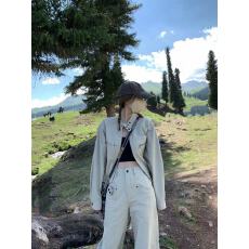批发美式复古立领工装夹克外套上衣女装2025春秋新款设计感阔腿裤套装