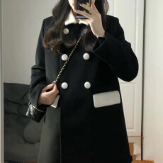 批发黑色长款呢子大衣女2025年秋冬季新款毛呢外套加厚小个子今年流行