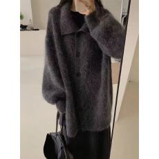 批发老钱风中长款<b class='q'>马海毛</b>毛衣外套女秋冬季韩系慵懒高级感翻领针织<b class='q'>开衫</b>