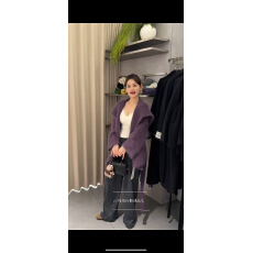 批发韩国秋冬新款时尚气质V领拼色浣熊绒长毛<b class='q'>毛衣外套</b>上衣