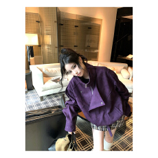 批发美式复古麂皮绒翻领外套<b class='q'>女</b>秋冬宽松<b class='q'>夹克</b>开衫上衣