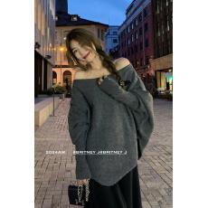 批发天猫抖音质量蝙蝠袖不规则针织衫女2025秋新款<b class='q'>宽松</b>慵懒风长袖上衣