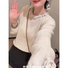 批发韩系圆领立体花朵毛衣女2026秋季新款时尚洋气百搭显瘦超好看上衣