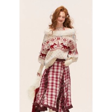 批发狐狸费尔岛大v领毛衣针织衫女2025新款宽松慵懒风设计感外套