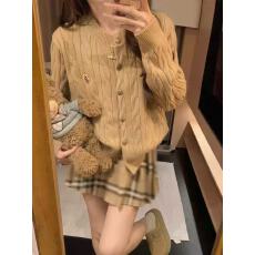 批发美式复古系粗麻花刺绣针织<b class='q'>开衫</b><b class='q'>女</b>2025年秋冬季学院风<b class='q'>毛衣</b>外套上衣