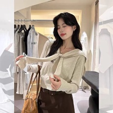 批发海军领<b class='q'>针织衫</b>女2025秋季新款复古百搭毛衣女气质长袖上衣