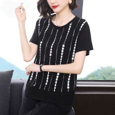 批发2025<b class='q'>夏</b>装短袖t恤女圆领宽松新款大码胖mm洋气遮肚显瘦上衣潮体恤