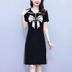 批发原版面料 连衣裙女2025<b class='q'>夏</b>季新款修身遮肚子中长款减龄裙子