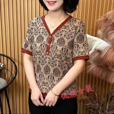 批发抖音爆款女士短袖新款妈妈中年宽松高档小衫中年人女士t恤短袖