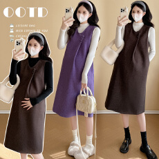 批发实拍 孕妇装春款无袖马甲裙简约气质背心裙两件套