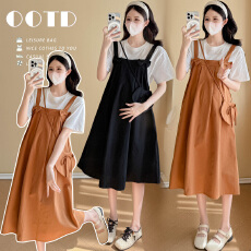 批发实拍 孕妇装夏季法式气质显瘦连衣裙两件套