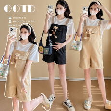 批发实拍 孕妇装夏季减龄气质背带裤套装