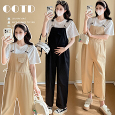 批发实拍 孕妇装夏季气质减龄背带裤两件套