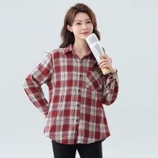批发时尚格子衬衫2026春秋新款慵懒宽松上衣<b class='q'>长袖</b>休闲薄外套复古衬衣女