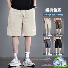 2026冰丝休闲短裤男大码夏季薄款宽松直筒抽绳运动速干五分裤子