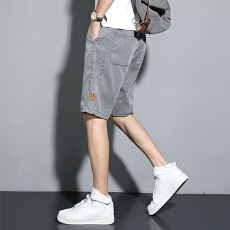 夏季莱赛尔天丝五分牛仔短裤宽松直筒男士薄款休闲弹力百搭中裤子