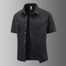 批发爆款工装<b class='q'>短袖</b><b class='q'>衬衫</b>夏季宽松大码休闲上衣户外透气潮流<b class='q'>男</b>装<b class='q'>衬衣</b>薄款