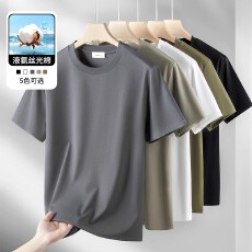 批发 派丹图液氨丝光棉夏季冰感速干半袖宽松纯色体恤