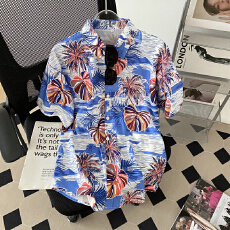 批发实价# 跨境泰国风夏威夷花<b class='q'>衬衫</b><b class='q'>短袖</b><b class='q'>男</b>女松弛感泼水节沙滩碎花<b class='q'>衬衣</b>