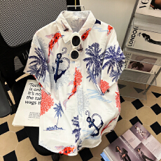 批发实价# 跨境泰国风夏威夷花<b class='q'>衬衫</b><b class='q'>短袖</b><b class='q'>男</b>女松弛感泼水节沙滩碎花<b class='q'>衬衣</b>