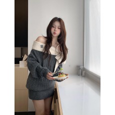 批发巨好看的早秋裙子针织一字肩打底短款<b class='q'>连衣裙</b>新款短裙女装