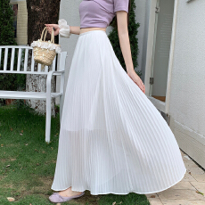批发设计感高腰显瘦压褶半身<b class='q'>裙</b>中长<b class='q'>裙</b><b class='q'>洋气</b>时尚<b class='q'>伞</b><b class='q'>裙</b>女夏季温柔风百褶<b class='q'>裙</b>