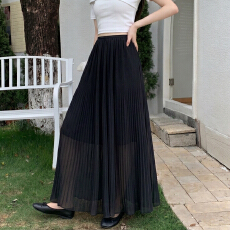 批发设计感高腰显瘦压褶半身<b class='q'>裙</b>中长<b class='q'>裙</b><b class='q'>洋气</b>时尚<b class='q'>伞</b><b class='q'>裙</b>女夏季温柔风百褶<b class='q'>裙</b>