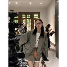 批发撞色<b class='q'>外套</b>宽松复古工装夹克上衣+短裙女2024年秋季<b class='q'>新款</b>韩版套装潮