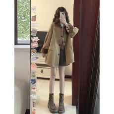 批发卡其色中长款风衣外套女2025新款巨好看的今年流行爆款小个子韩系