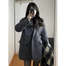 批发韩版复古高级感长袖毛呢外套女2025秋冬新款赫本风小个子开衫上衣