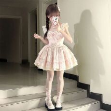 批发【原版质量】田园公主小飞袖温柔夏季纯欲风甜美显瘦气质短袖短裙