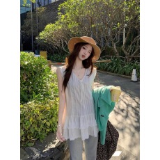 批发法式白色蕾丝无袖背心衬衫连衣裙子女夏季2026新款小个子气质短裙
