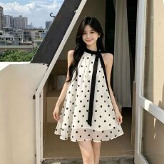 批发小个子专属连衣裙女夏收腰显高修身遮肉矮个子女生百搭气质中<b class='q'>长裙</b>