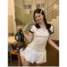 批发正肩Polo衫短袖<b class='q'>t</b><b class='q'>恤</b>女夏季2026新款娃娃领韩系<b class='q'>修身</b>显瘦设计感上衣
