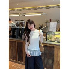 批发260克人棉设计感气质<b class='q'>假两件</b>长袖T恤女夏秋百搭修身显瘦打底衫上衣
