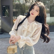 批发2026年春季新款小个子设计感小众<b class='q'>衬衣</b>上衣女百搭温柔甜美长袖<b class='q'>衬衫</b>