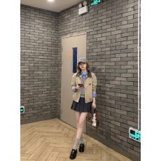 批发复古翻领短<b class='q'>外套</b>女秋季新款宽松休闲工装上衣<b class='q'>百搭</b>显瘦PU皮拼接夹克