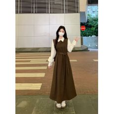 批发<b class='q'>大码</b>胖mm假两件气质翻领拼接高级感显瘦长款连衣裙女2026新款秋装