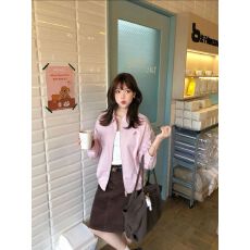 批发高级感粉色工装夹克<b class='q'>外套</b>女春秋新款修身<b class='q'>显瘦</b>翻领夹克上衣