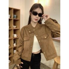 批发2026<b class='q'>春</b>秋新款小香美拉德风皮衣夹克女早秋季小个子麂皮短外套上衣